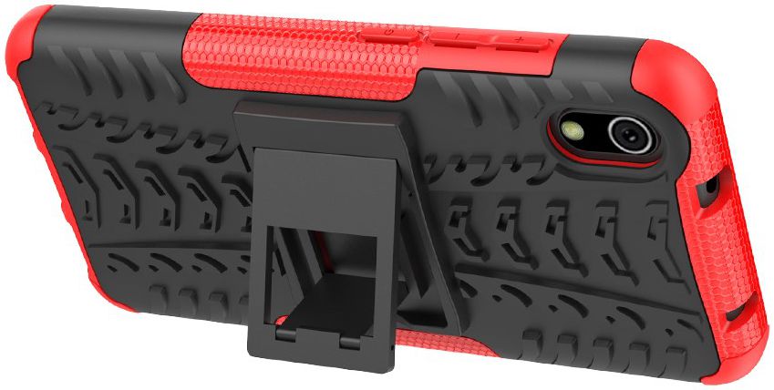 Xiaomi Redmi 7A Robuust Hybride Hoesje Zwart/Rood afbeelding 5