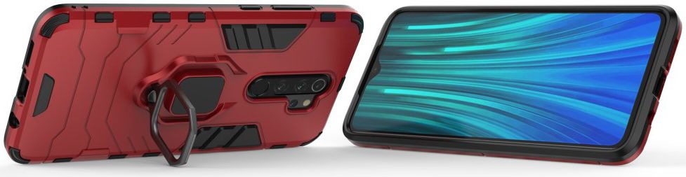 Xiaomi Redmi Note 8 Pro Hybride Hoesje met Kickstand Ring Rood afbeelding 4