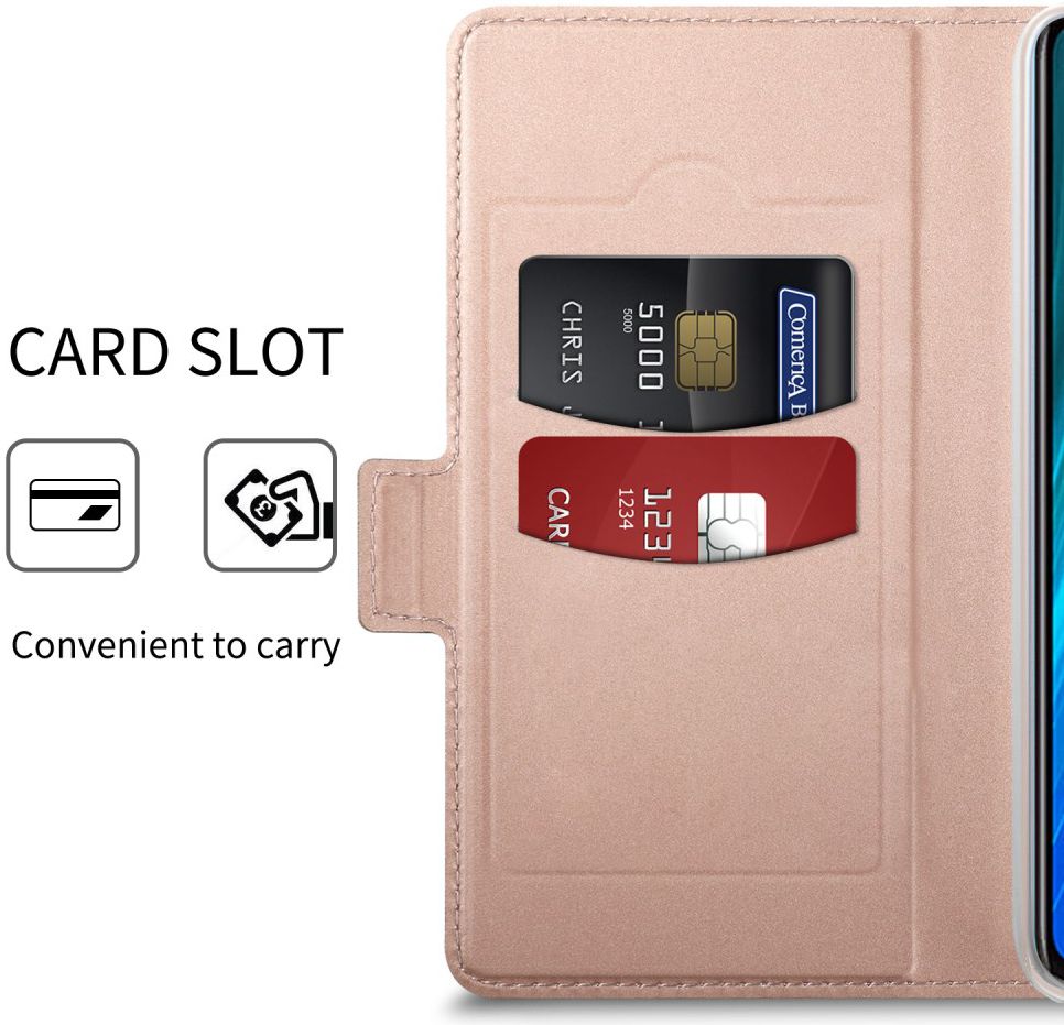 Xiaomi Redmi Note 8 Pro Business Hoesje met Kaarthouder Roze Goud afbeelding 3