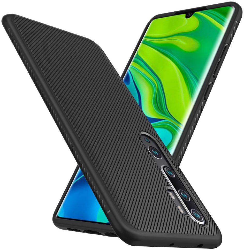 Xiaomi Mi Note 10 (Pro) Twill Texture TPU Hoesje Zwart afbeelding 2