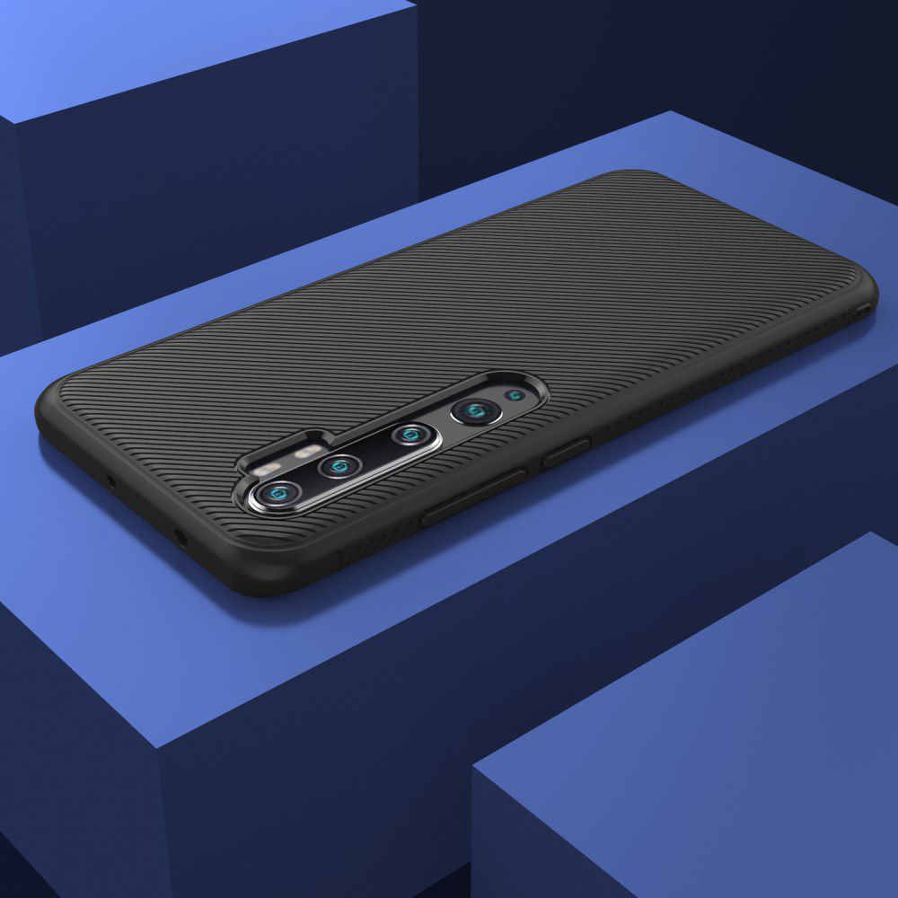 Xiaomi Mi Note 10 (Pro) Twill Texture TPU Hoesje Zwart afbeelding 7
