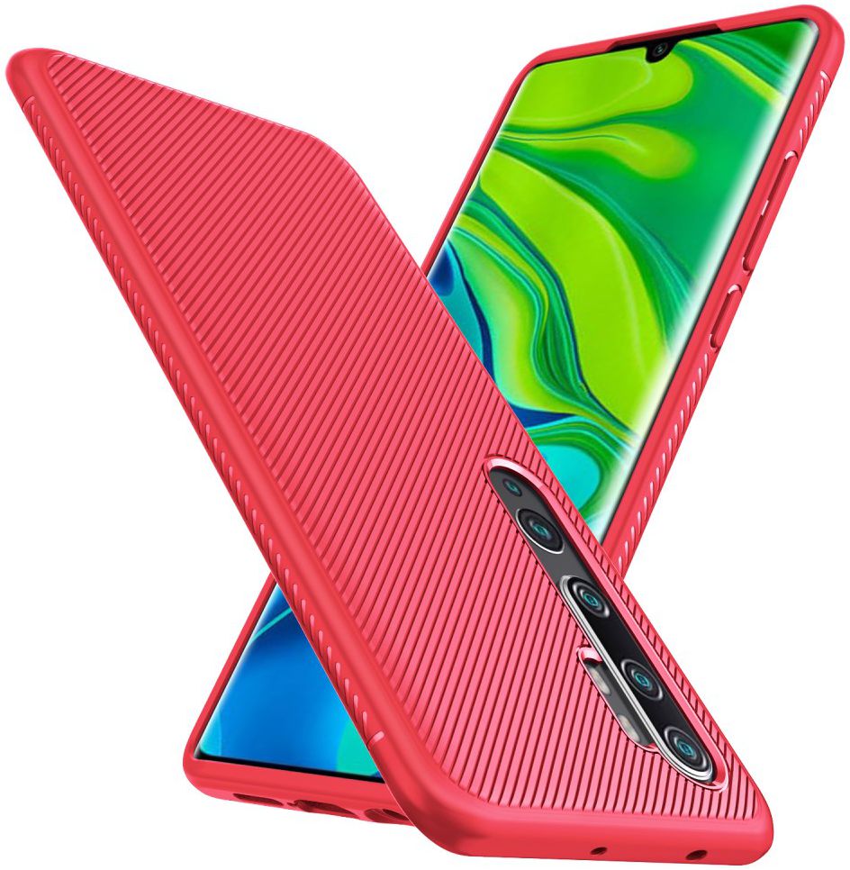 Xiaomi Mi Note 10 (Pro) Twill Texture TPU Hoesje Rood afbeelding 2