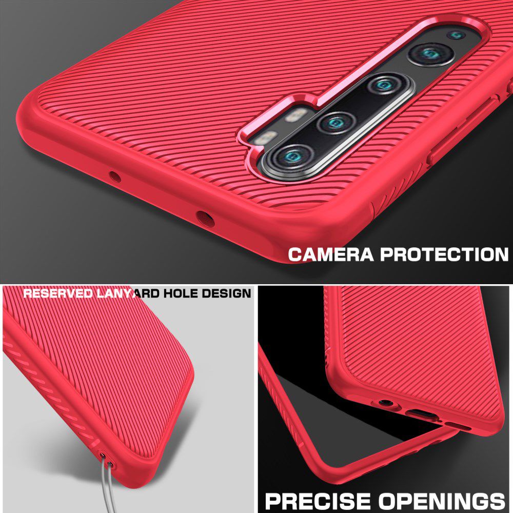 Xiaomi Mi Note 10 (Pro) Twill Texture TPU Hoesje Rood afbeelding 4
