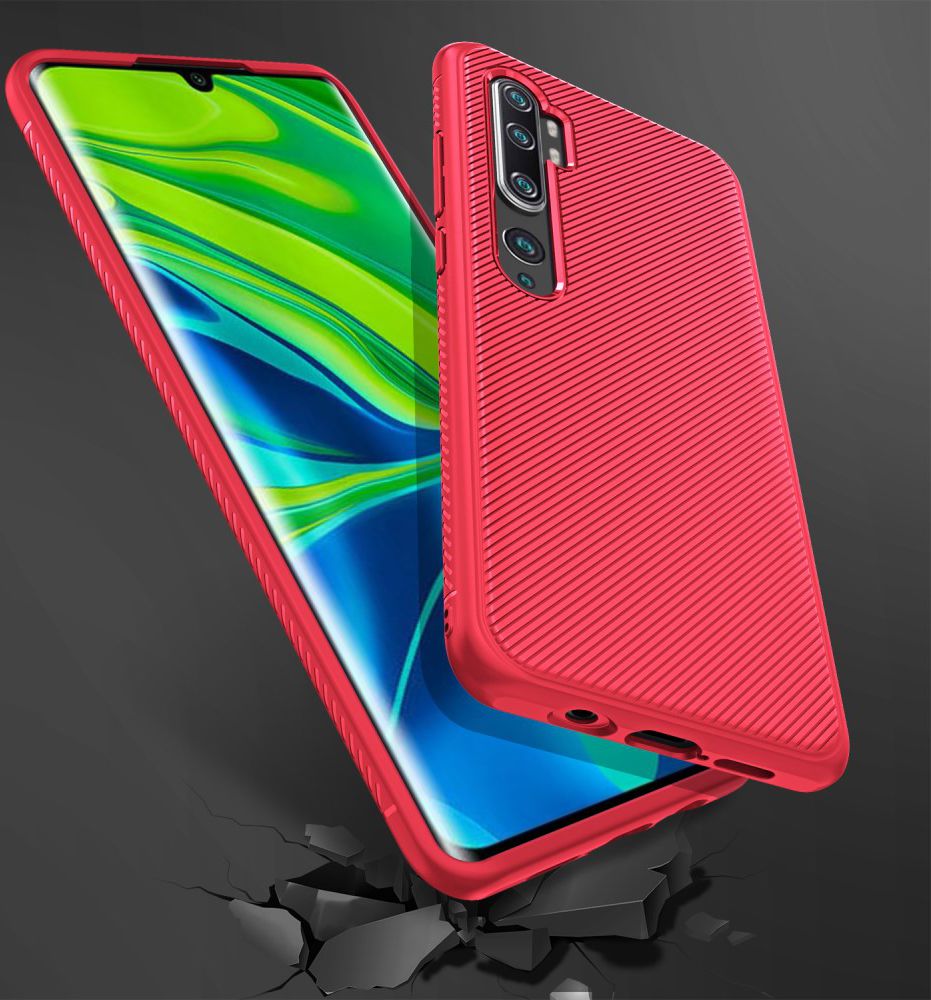 Xiaomi Mi Note 10 (Pro) Twill Texture TPU Hoesje Rood afbeelding 6