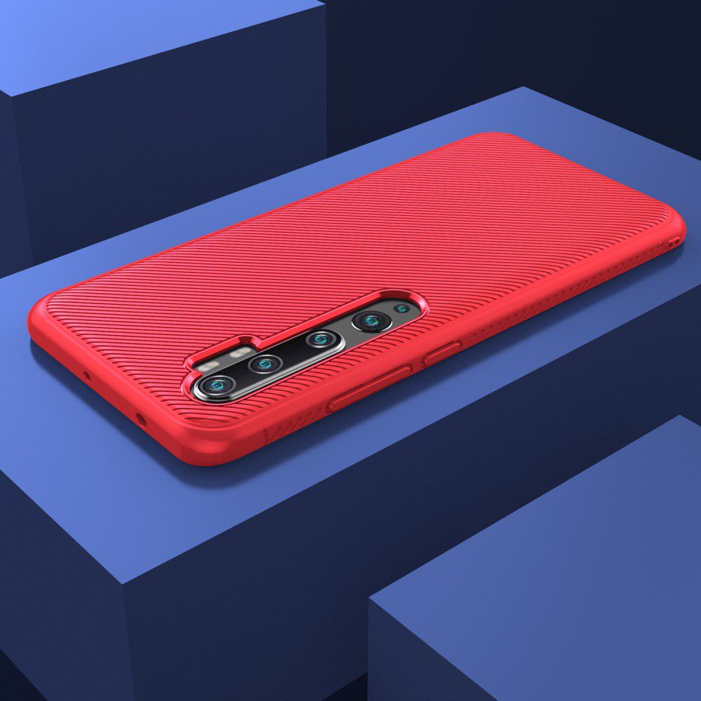 Xiaomi Mi Note 10 (Pro) Twill Texture TPU Hoesje Rood afbeelding 7