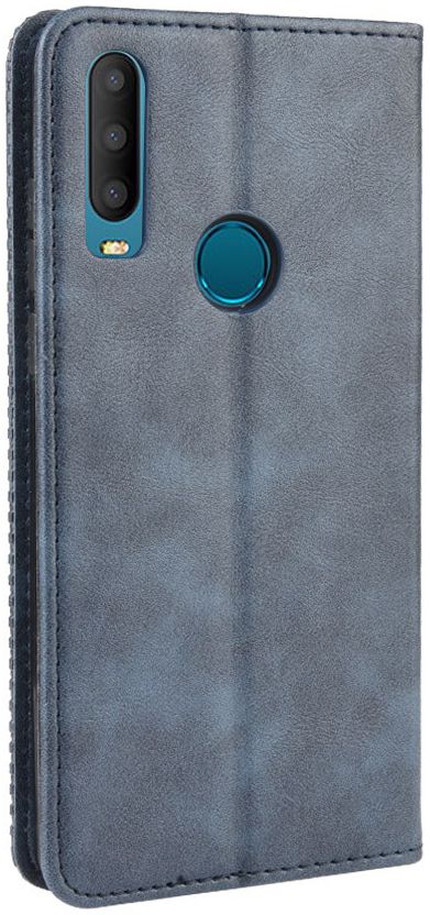 Alcatel 3X (2019) Retro Stijl Kunstleren Portemonnee Hoesje Blauw afbeelding 6