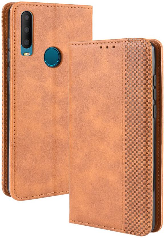 Alcatel 3X (2019) Retro Stijl Kunstleren Portemonnee Hoesje Bruin afbeelding 2
