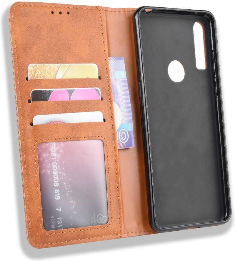 Alcatel 3X (2019) Retro Stijl Kunstleren Portemonnee Hoesje Bruin afbeelding 8