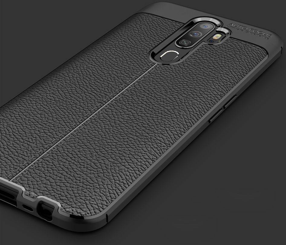 Oppo A9 (2020) / A5 (2020) Hoesje met Leren Textuur Zwart afbeelding 15