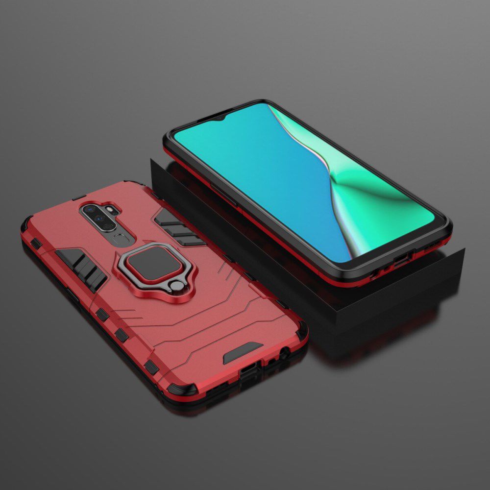 Oppo A5 / A9 (2020) Hybride Hoesje met Kickstand Ring Rood afbeelding 3