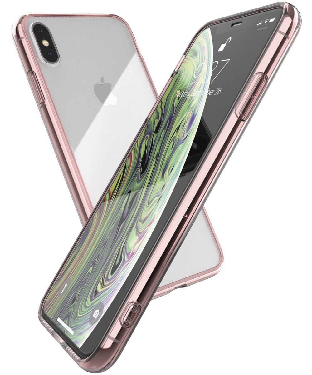 Raptic Glass Plus Apple iPhone XS Max Hoesje Transparant/Roze afbeelding 2