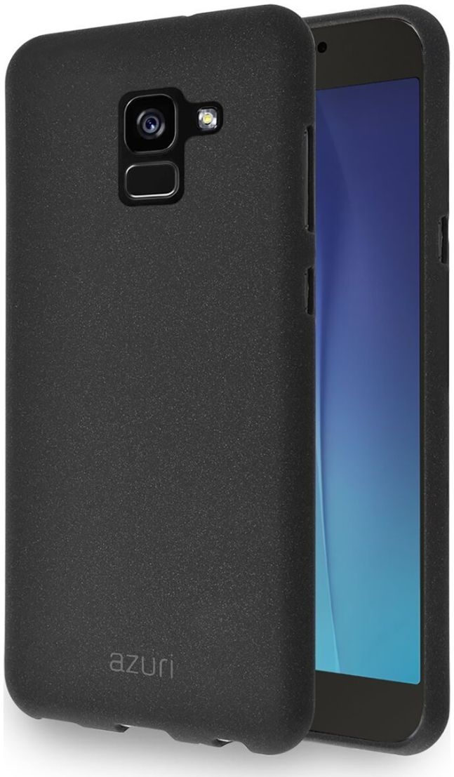 Azuri flexible cover sand texture Galaxy A8 Black afbeelding 1