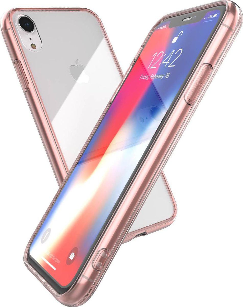 Raptic Glass Plus Apple iPhone XR Hoesje Transparant/Roze afbeelding 1