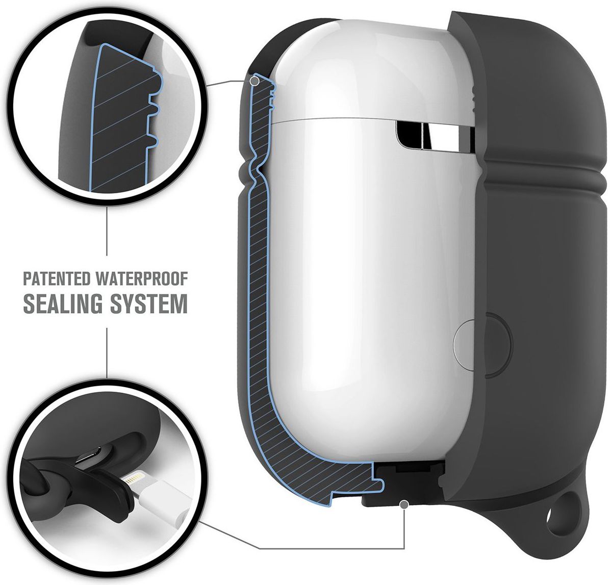 Catalyst Case Waterbestendig Hoesje Apple AirPods Slate Grey afbeelding 4