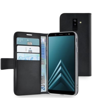 magnetic closure & 3 cardslots -zwart- Samsung A6 Plus (2018) Hoesjes