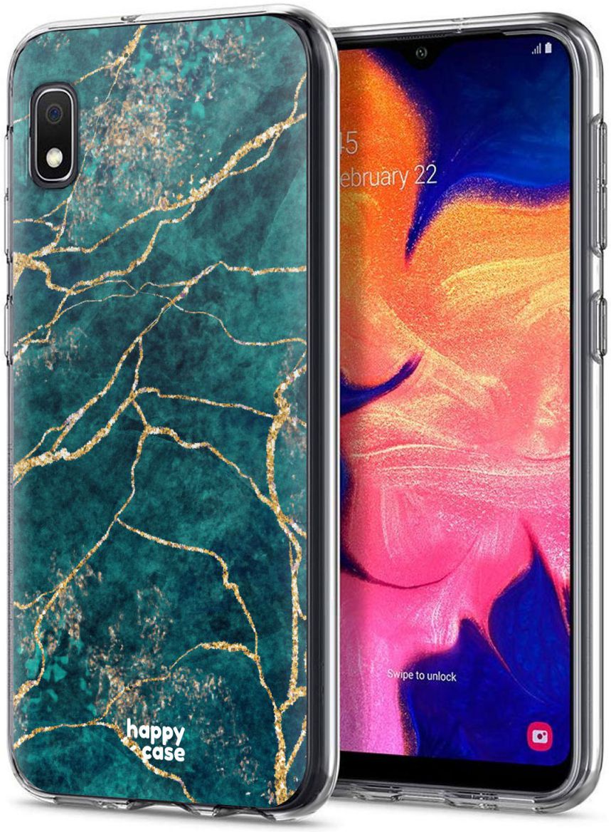 HappyCase Samsung Galaxy A10 Flexibel TPU Hoesje Aqua Marmer Print afbeelding 2