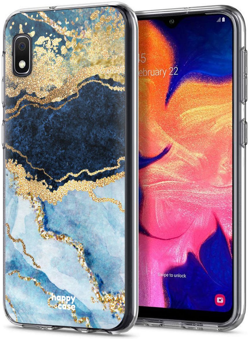 HappyCase Samsung Galaxy A10 Flexibel TPU Hoesje Blauw Marmer Print afbeelding 2