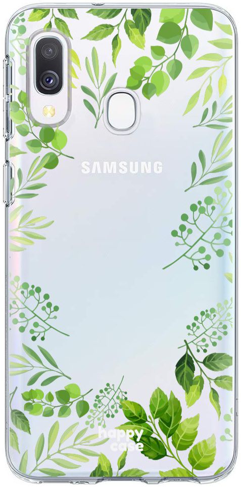 HappyCase Samsung Galaxy A20E Flexibel TPU Hoesje Leaves Print afbeelding 1