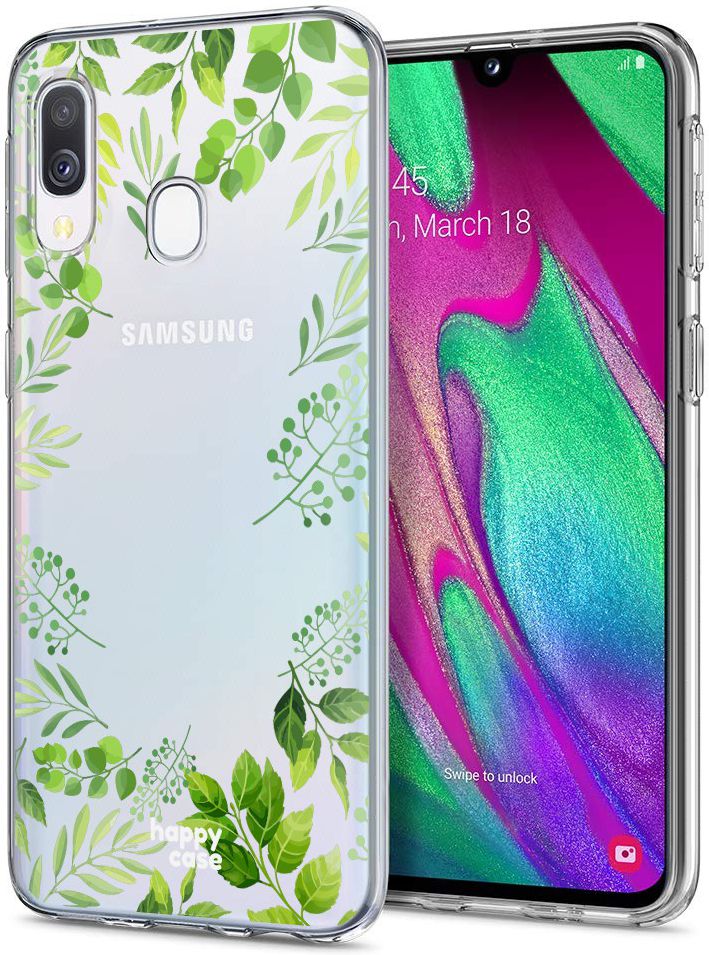 HappyCase Samsung Galaxy A20E Flexibel TPU Hoesje Leaves Print afbeelding 2