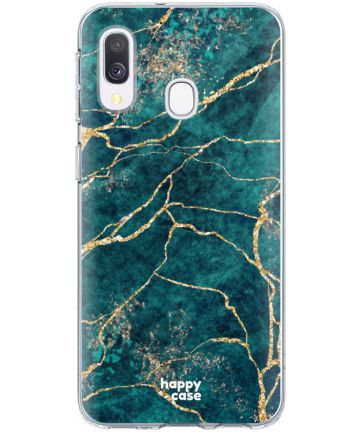 HappyCase Samsung Galaxy A20E Flexibel TPU Hoesje Aqua Marmer Print Hoesjes