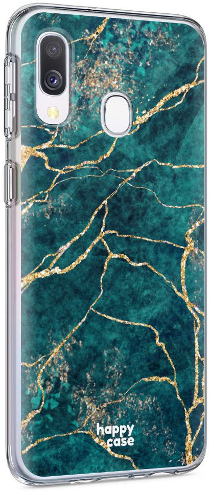 HappyCase Samsung Galaxy A20E Flexibel TPU Hoesje Aqua Marmer Print afbeelding 5