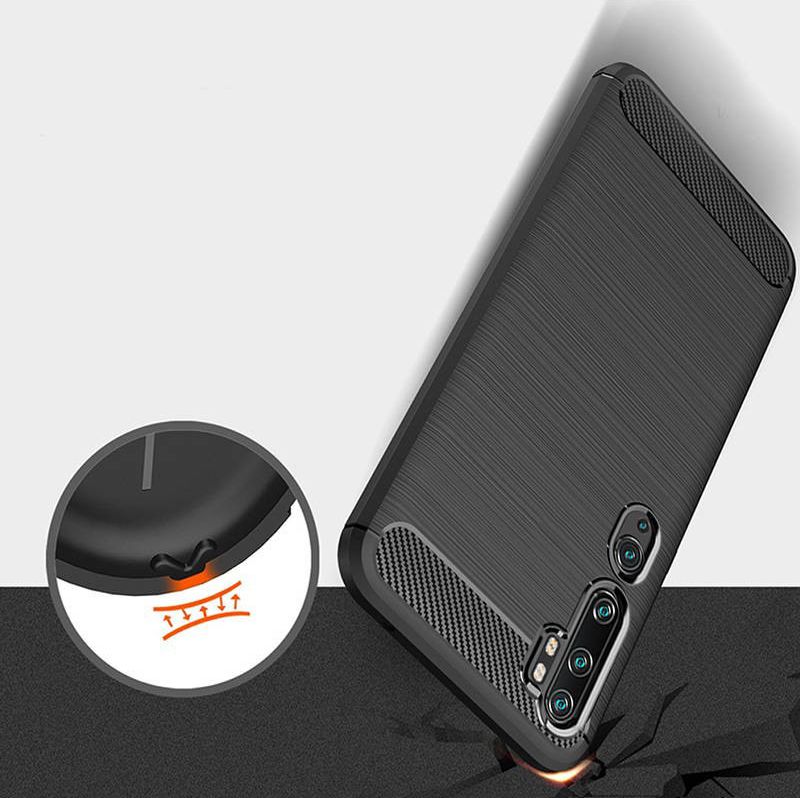 Xiaomi Mi Note 10 / Mi Note 10 Pro Hoesje Geborsteld en Dun TPU Zwart afbeelding 4