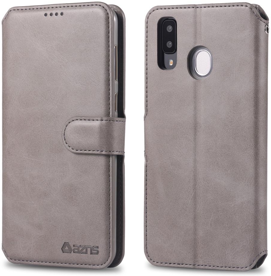 AZNS Samsung Galaxy A20e Portemonnee Stand Hoesje Grijs afbeelding 3