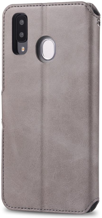 AZNS Samsung Galaxy A20e Portemonnee Stand Hoesje Grijs afbeelding 4