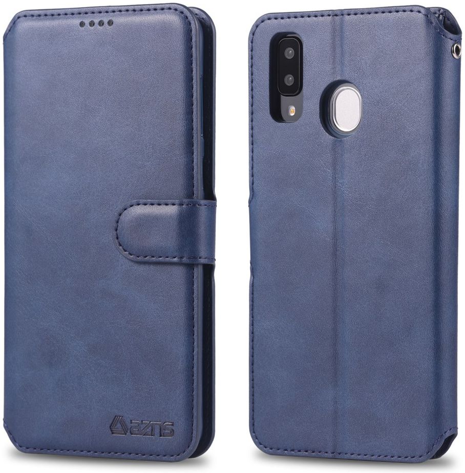 AZNS Samsung Galaxy A20e Portemonnee Stand Hoesje Blauw afbeelding 3