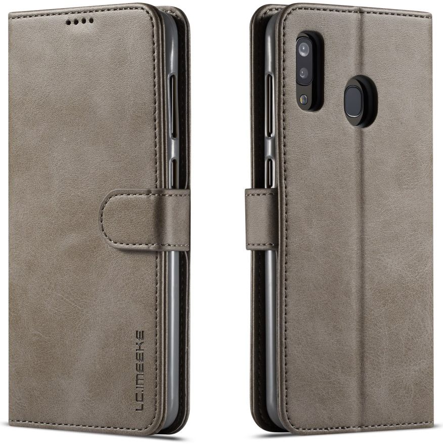 Samsung Galaxy A20e Portemonnee Stand Bookcase Hoesje Grijs afbeelding 2