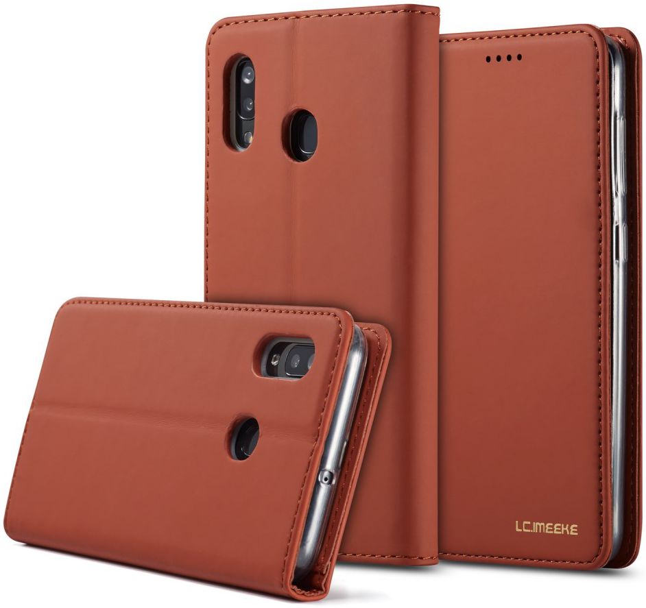 Samsung Galaxy A20e Portemonnee Stand Bookcase Hoesje Kunstleer Bruin afbeelding 7