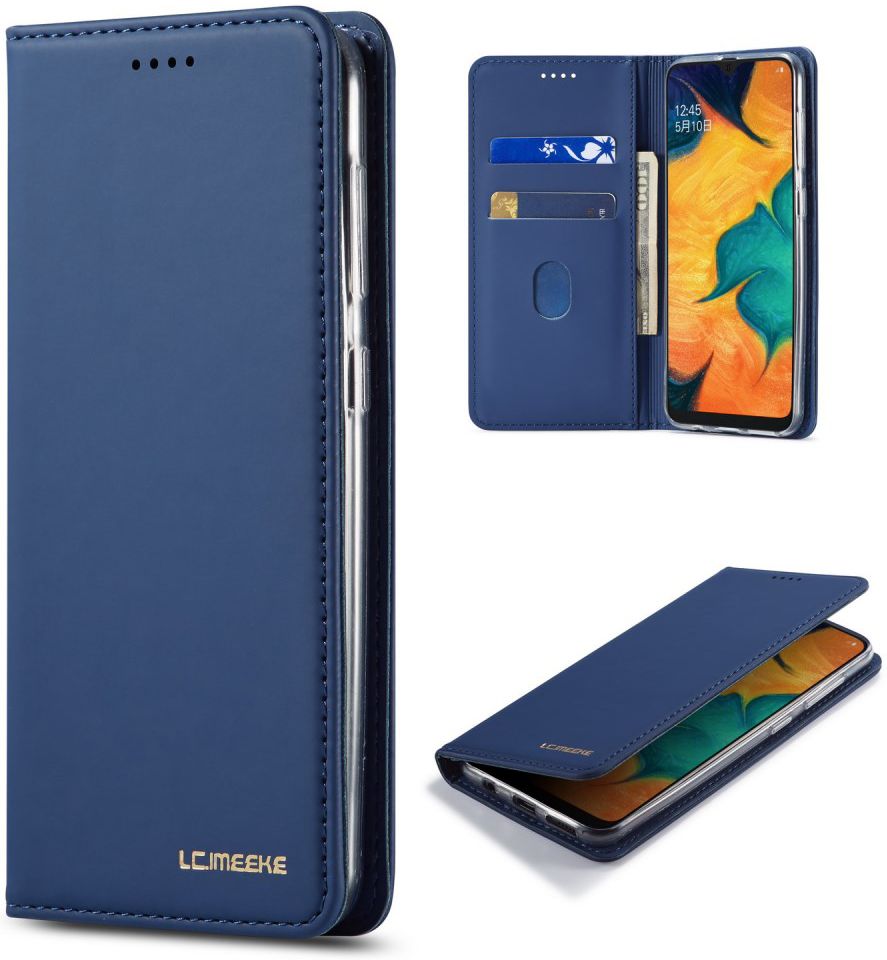 Samsung Galaxy A20e Portemonnee Stand Bookcase Hoesje Kunstleer Blauw afbeelding 6