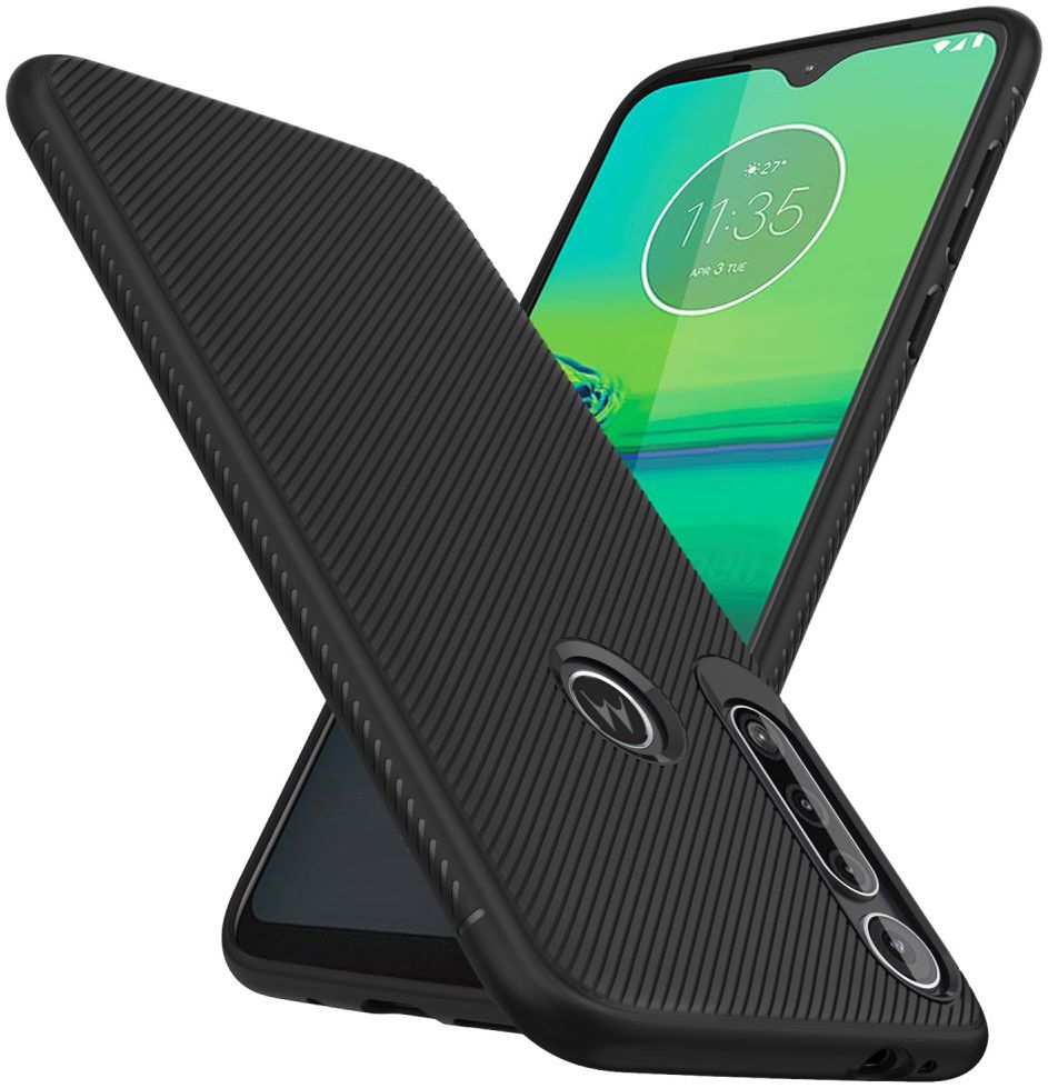 Motorola Moto G8 Play Twill Slim Texture Back Cover Zwart afbeelding 1
