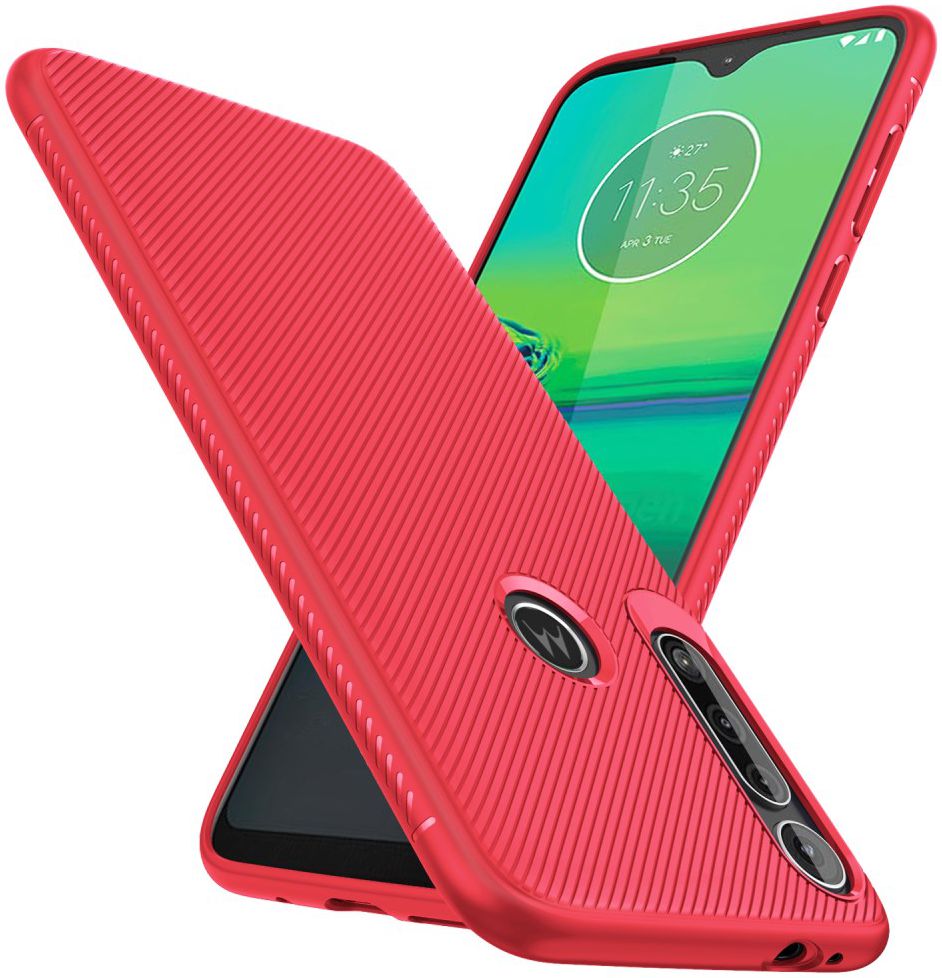 Motorola One Macro Twill Slim Texture Back Cover Rood afbeelding 1