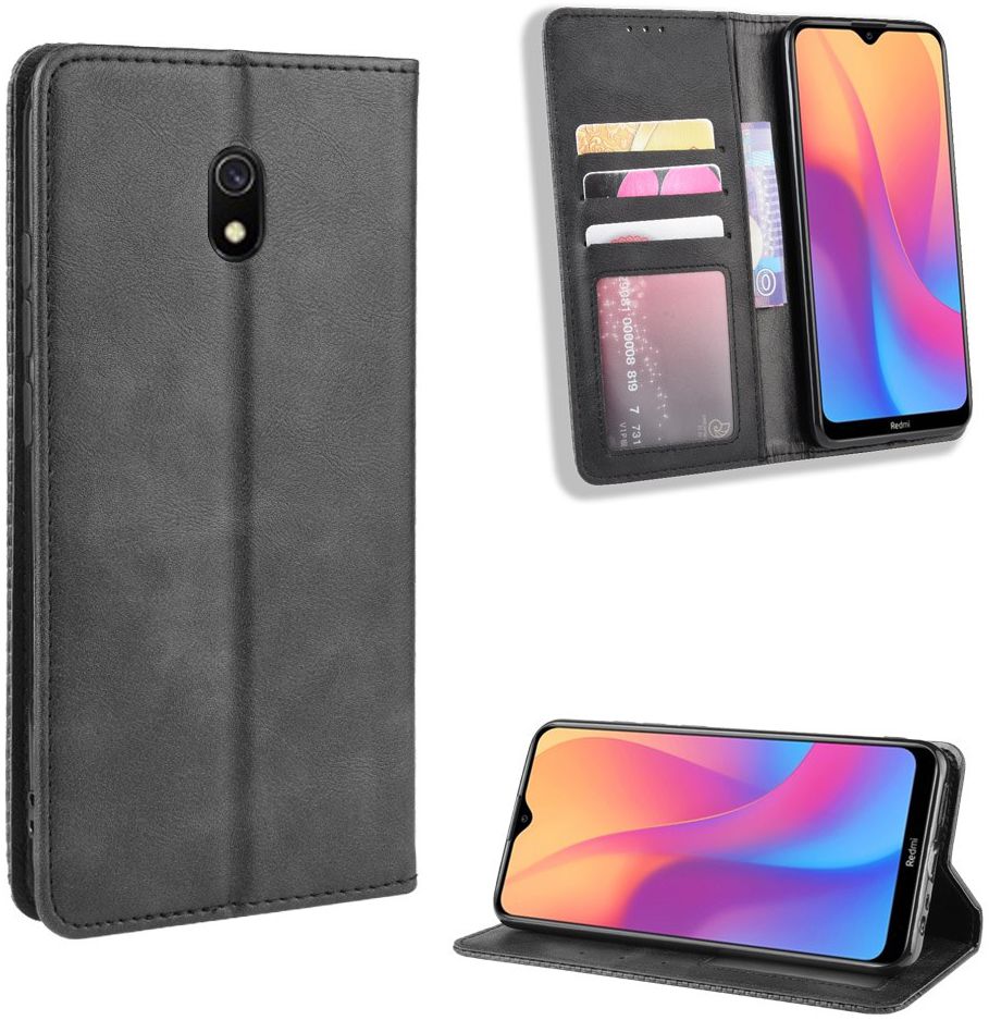 Xiaomi Redmi 8A Retro Portemonnee Hoesje Zwart afbeelding 4