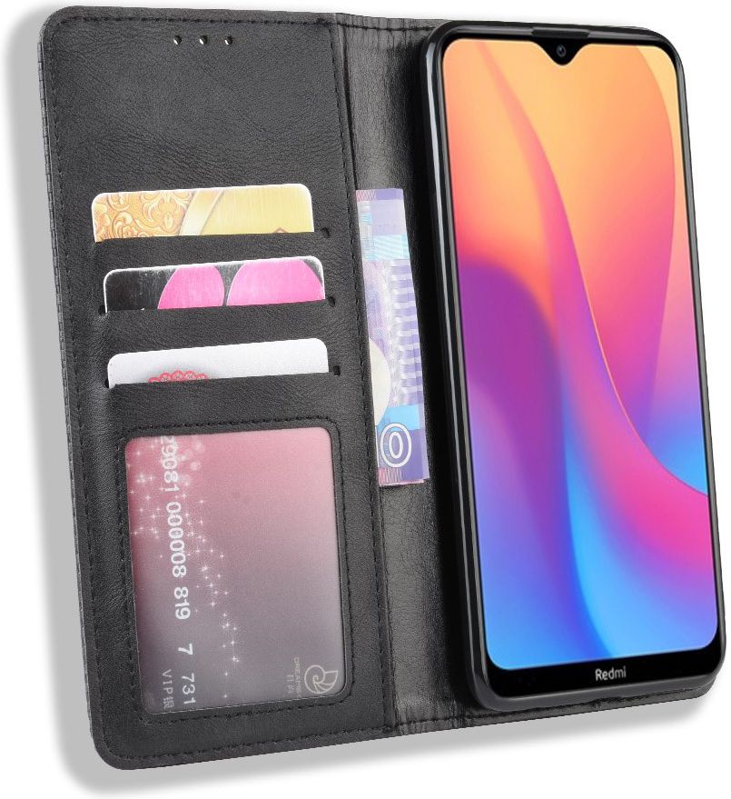 Xiaomi Redmi 8A Retro Portemonnee Hoesje Zwart afbeelding 1