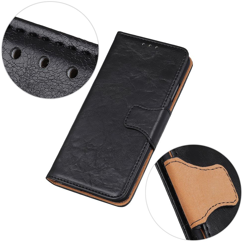 Xiaomi Redmi Note 8T Crazy Horse Leather Wallet Case Zwart afbeelding 12