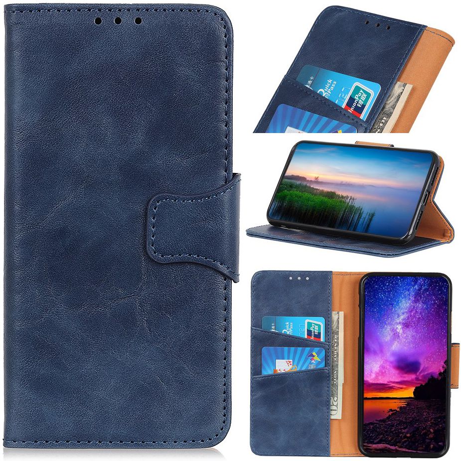 Xiaomi Redmi Note 8T Crazy Horse Leren Portemonnee Hoesje Blauw afbeelding 1