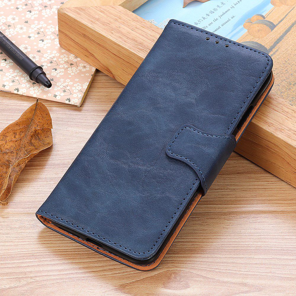 Xiaomi Redmi Note 8T Crazy Horse Leren Portemonnee Hoesje Blauw afbeelding 4