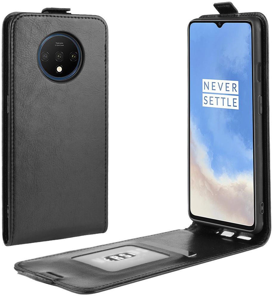OnePlus 7T Verticaal Flip Hoesje Zwart afbeelding 1