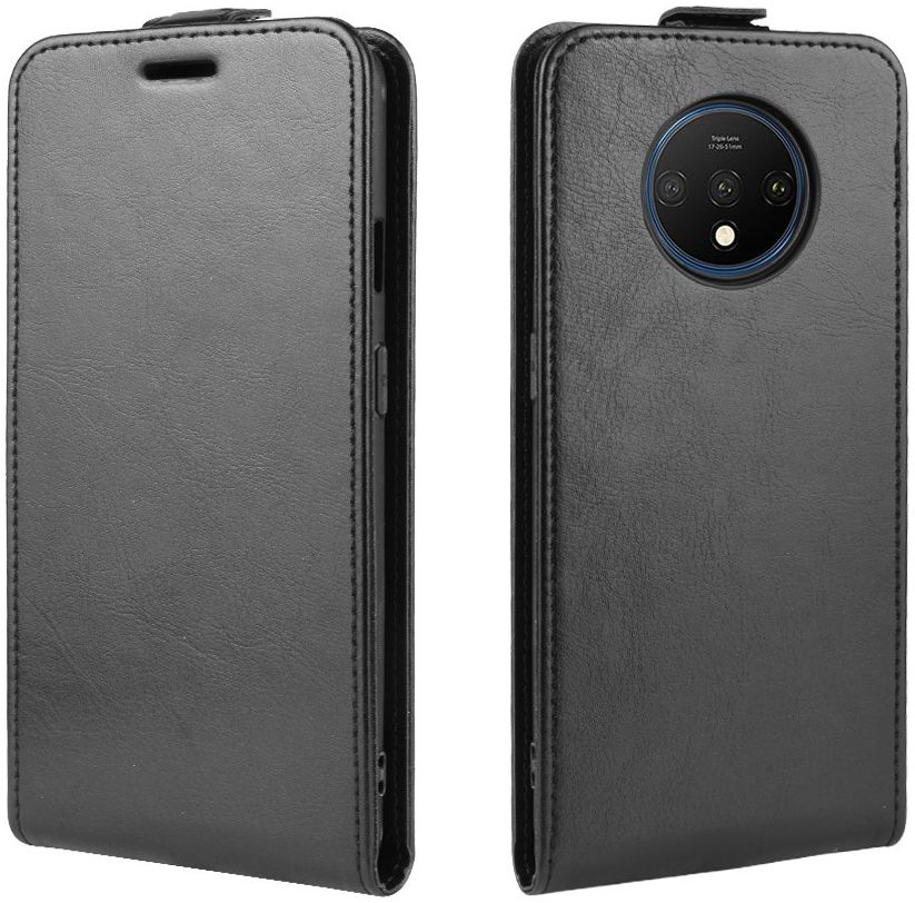 OnePlus 7T Verticaal Flip Hoesje Zwart afbeelding 2