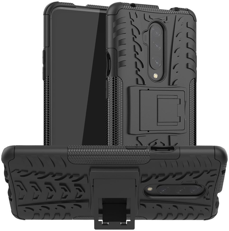OnePlus 7T Pro Robuust Hybride Hoesje Zwart afbeelding 1