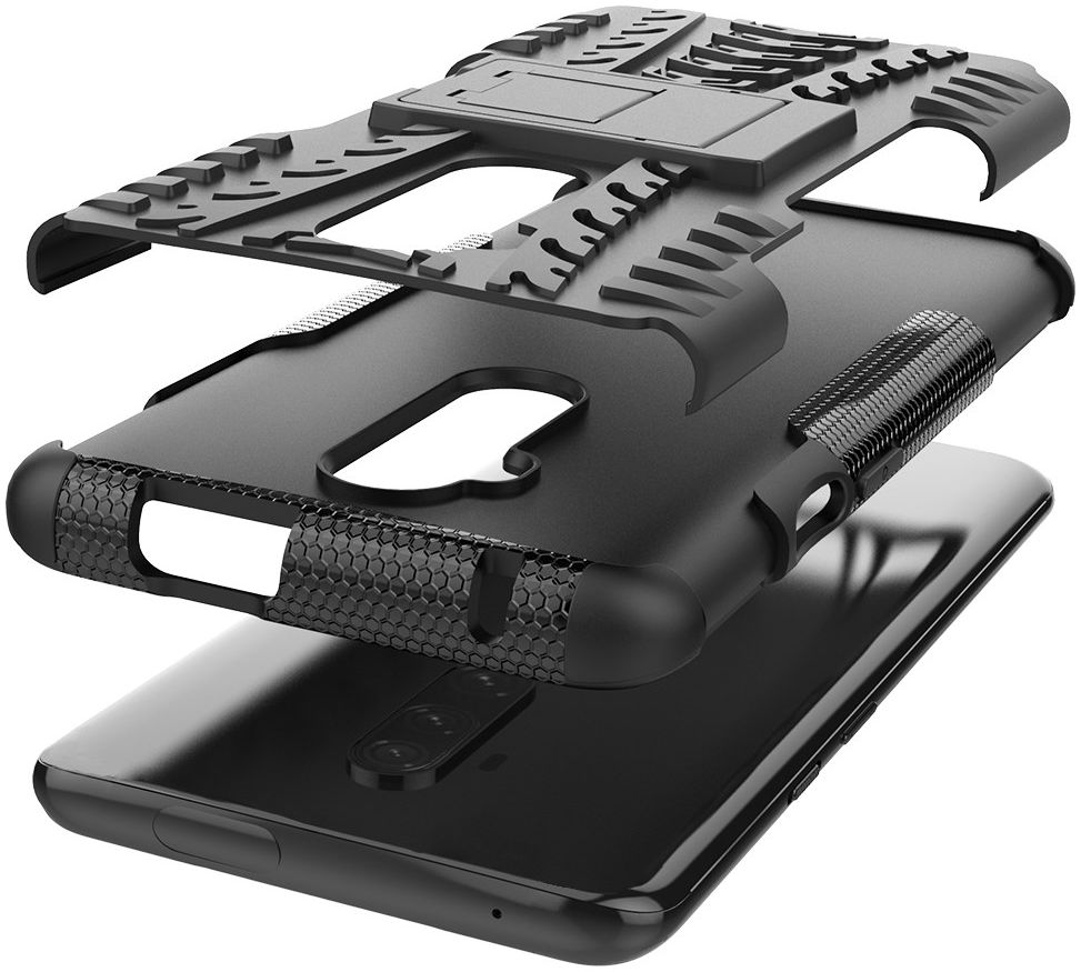 OnePlus 7T Pro Robuust Hybride Hoesje Zwart afbeelding 2