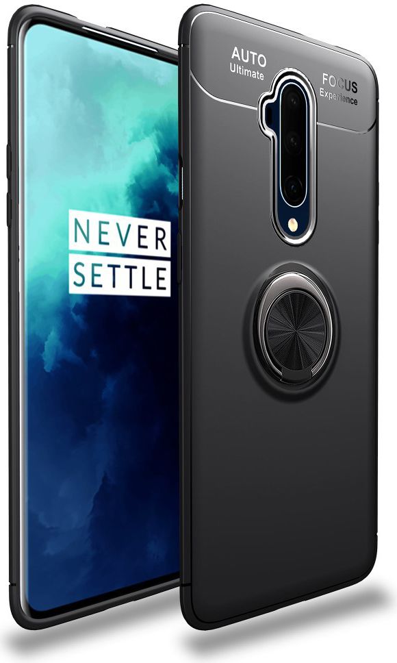OnePlus 7T Pro Hoesje met Ring Kickstand Zwart afbeelding 1