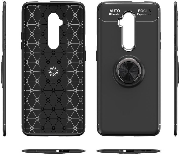OnePlus 7T Pro Hoesje met Ring Kickstand Zwart afbeelding 11