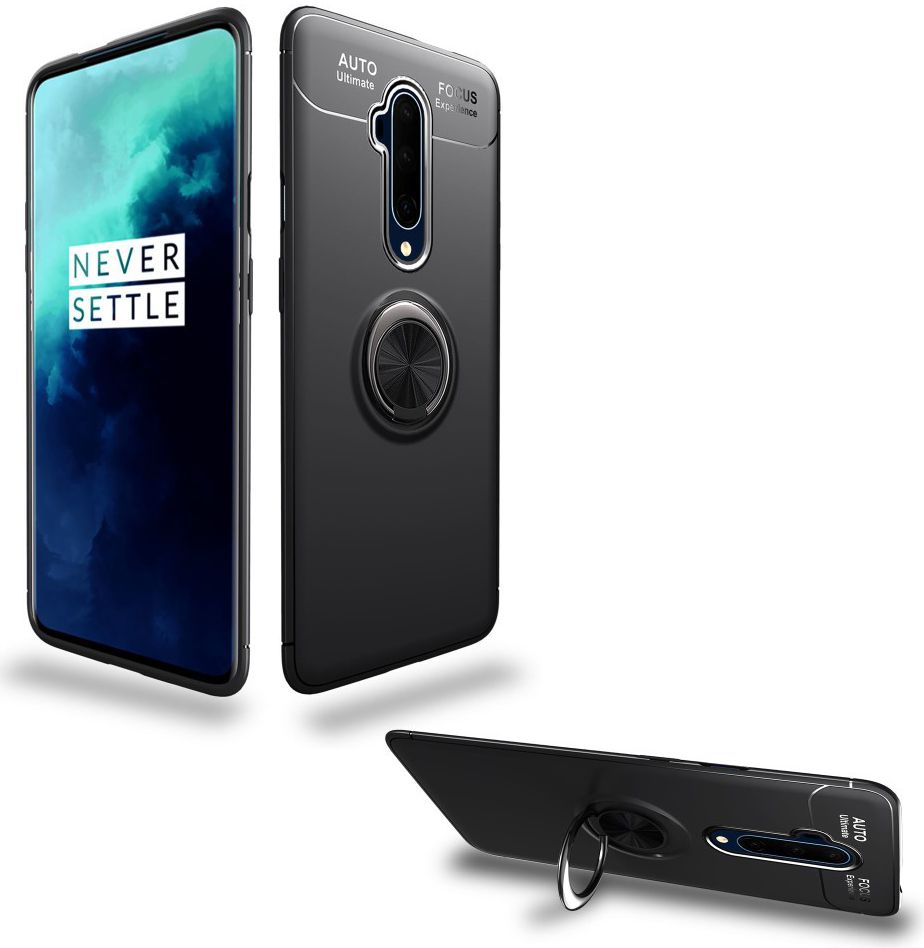 OnePlus 7T Pro Hoesje met Ring Kickstand Zwart afbeelding 12