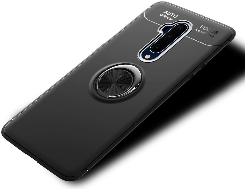 OnePlus 7T Pro Hoesje met Ring Kickstand Zwart afbeelding 3
