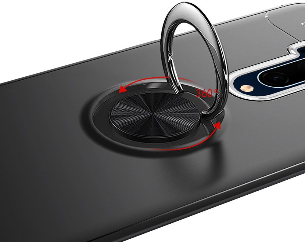 OnePlus 7T Pro Hoesje met Ring Kickstand Zwart afbeelding 5