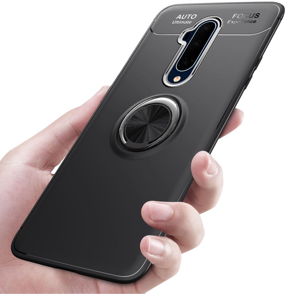 OnePlus 7T Pro Hoesje met Ring Kickstand Zwart afbeelding 6