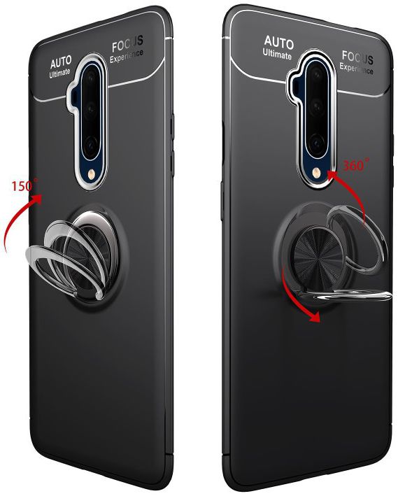 OnePlus 7T Pro Hoesje met Ring Kickstand Zwart afbeelding 7